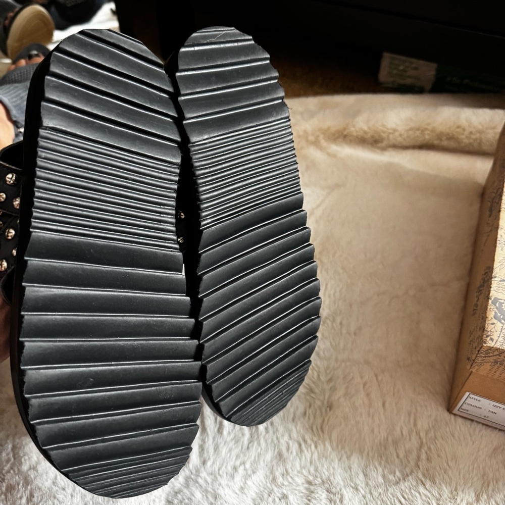 Free People Izzy Black Sandals with Silver Studs - Picture 5 of 7